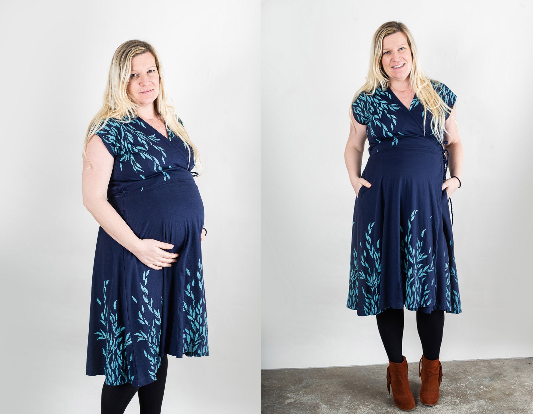 Green knot Front Maternity Dress