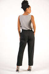 Back view of the simple shell Nuon top in slate grey rayon