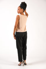 Back view of the Nuon sleeveless top in natural dyed palm rayon