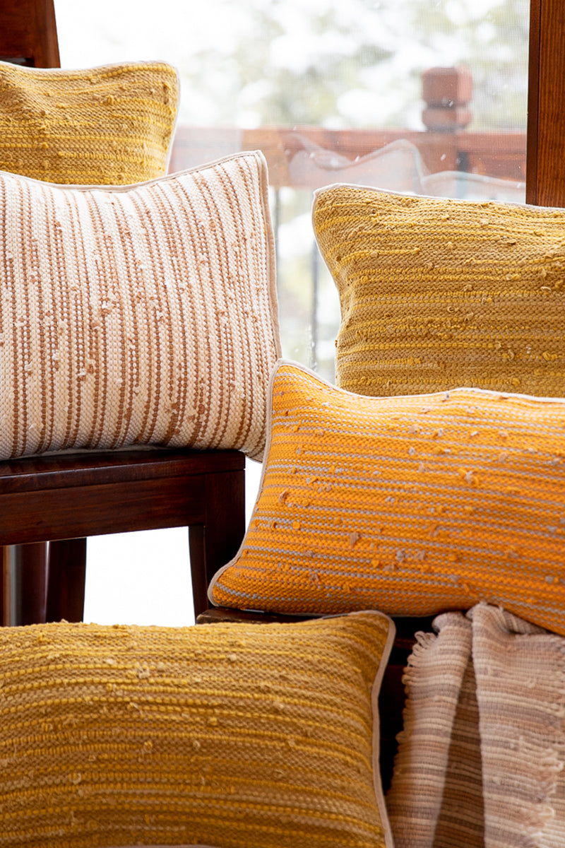 rithy handwoven pillow covers - golden tones